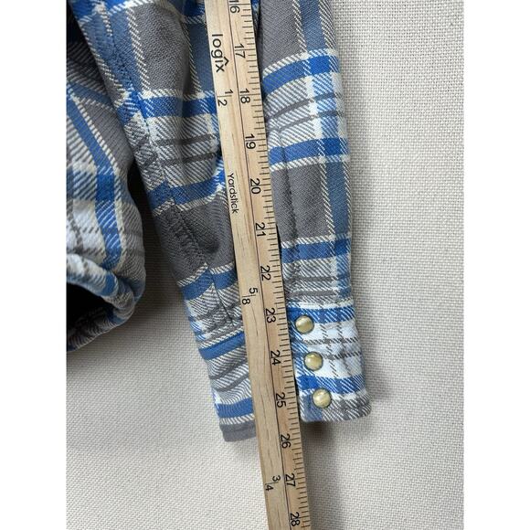 Comfort Outfitter Quilted Flannel Jacket Adult XL Blue Gray Plaid Pearl Snap - Picture 13 of 14